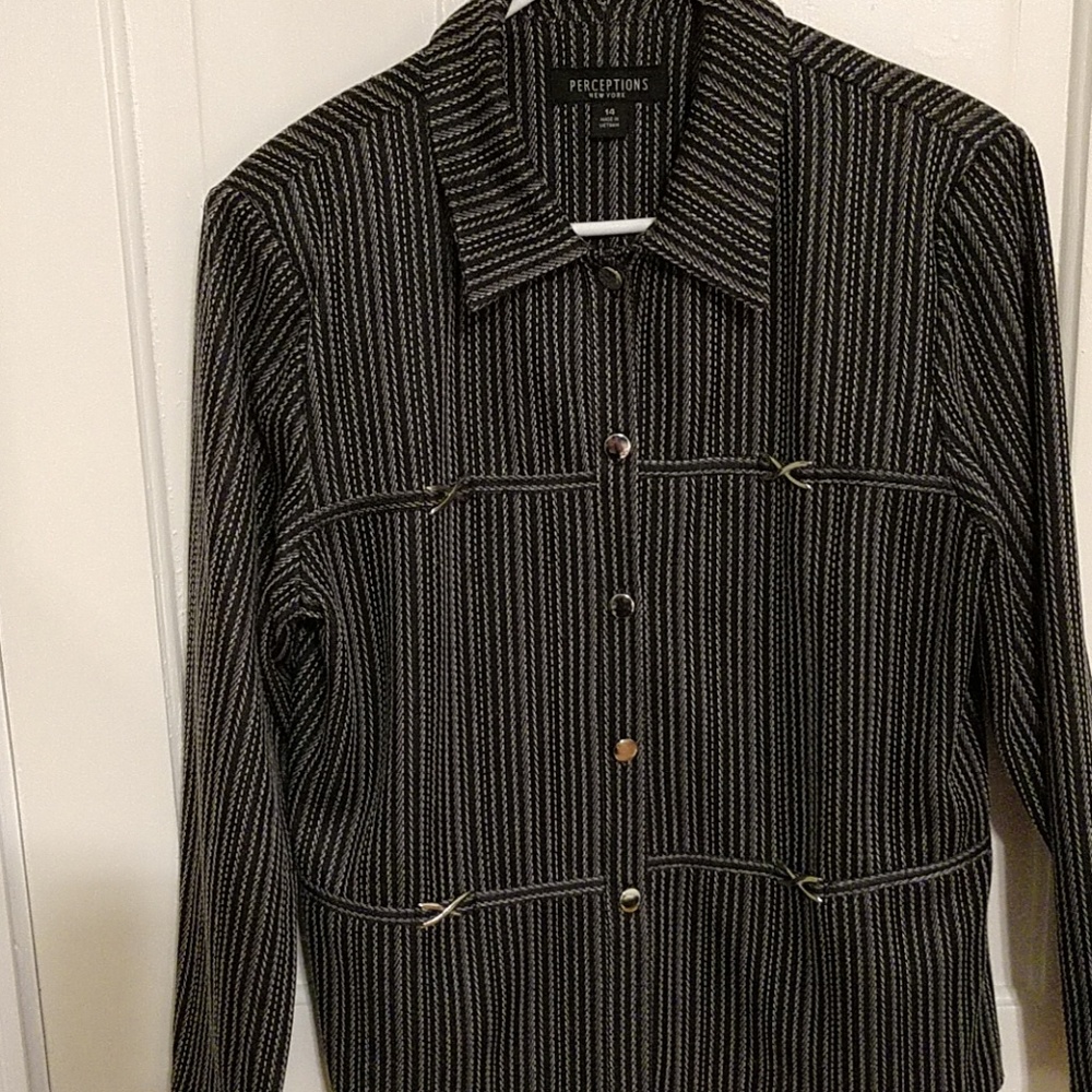 Striped button up blazer